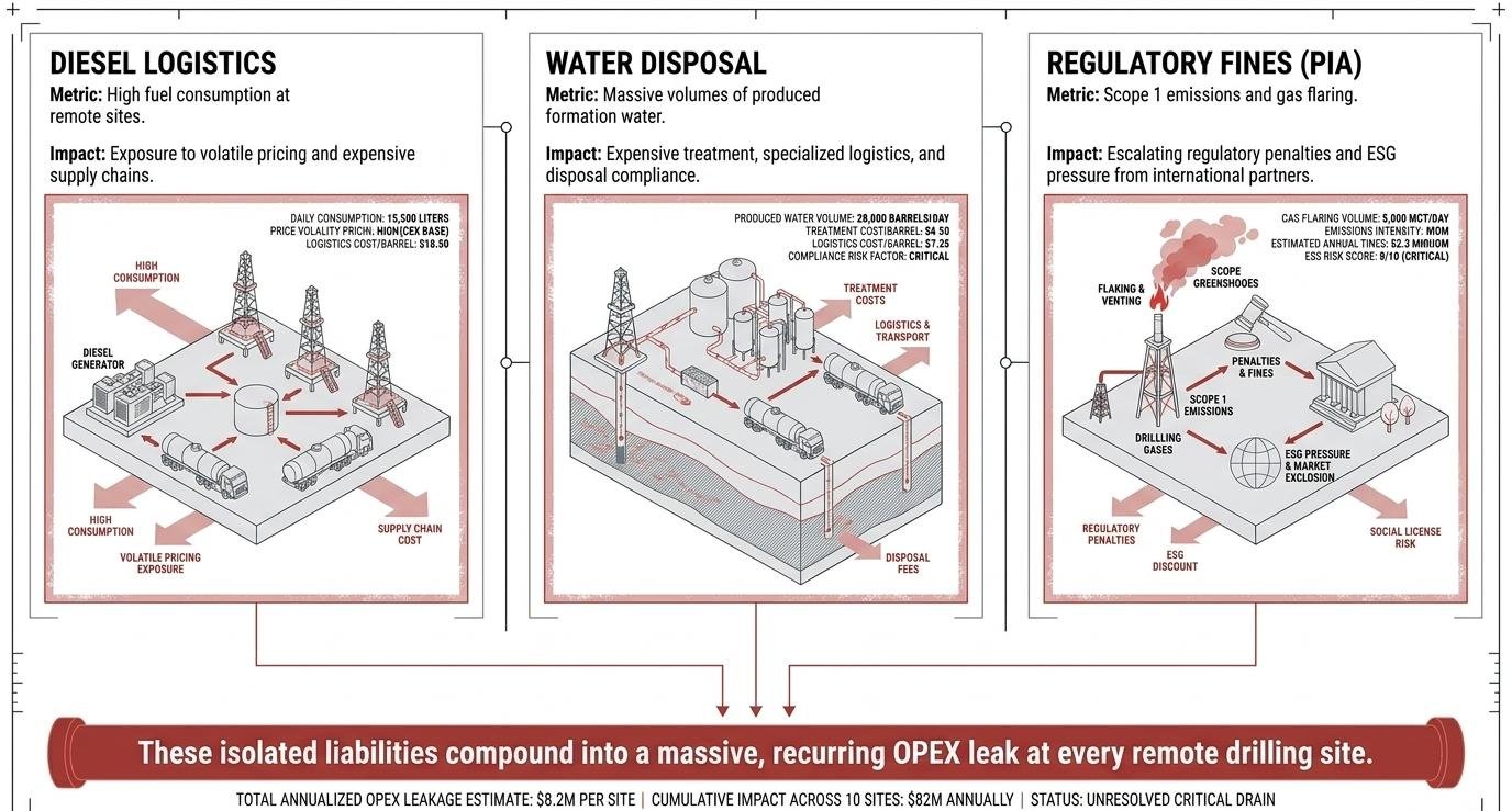 Headline performance metrics: 30-40% diesel reduction, 215 kg/day hydrogen output, $925/day fuel savings, 18 month payback